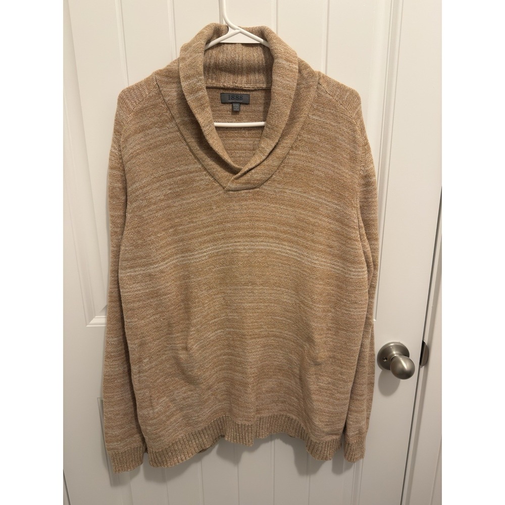 1888 Saddlebred Mens Tan/ivory Cowl Sweater Size‎ XXL